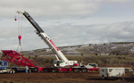 Mobile crane making a lift